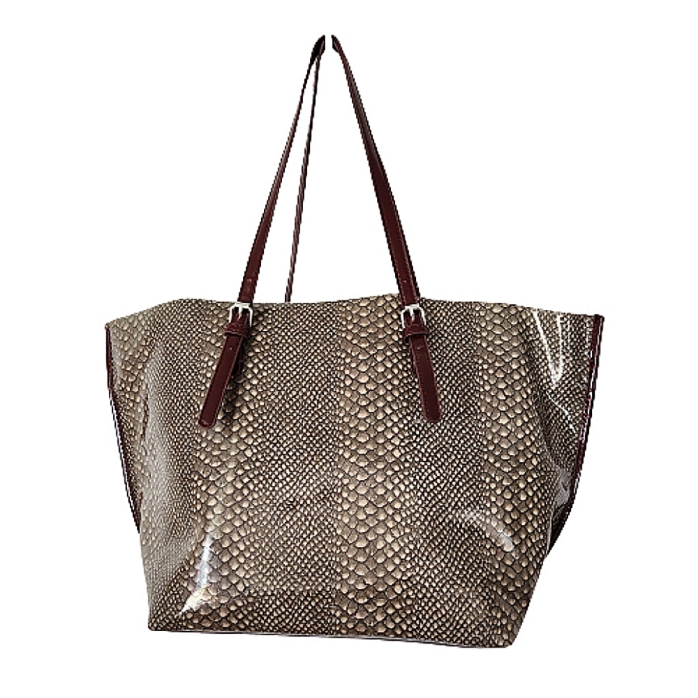 Buco Faux Snakeskin Tote Bag with Detachable Zip Organizer